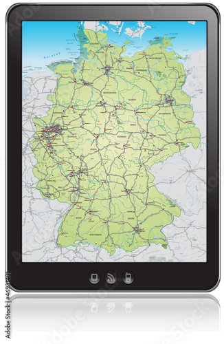 Illustration: Navi mit Autobahnkarte von Deutschland Navi mit Autobahnkarte von Deutschland