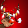 weihnachten muetze rudolf lichterkette rot hintergrund