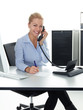 Photo: Young woman is having a good call in business Young woman is having a good call in business