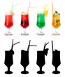 Various non-alcoholic cocktails and their rtansparency mask