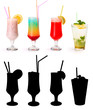 Various non-alcoholic cocktails and their rtansparency mask