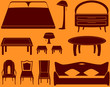 set isolated object - furniture for a room and kitchen