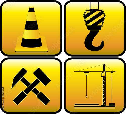 Vector: set yellow sign - symbol construction set yellow sign - symbol construction
