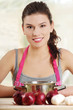 Young woman cooking healthy food