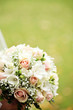 Close up of beautiful bride flowers bouquet