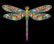 Dragonfly Psychedelic Art Design-Libellula Insetto Psichedelico