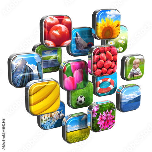 Illustration: Colorful icons with pictures Colorful icons with pictures