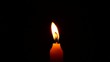 A lit candle, with black background