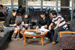 Diverse group of students studing
