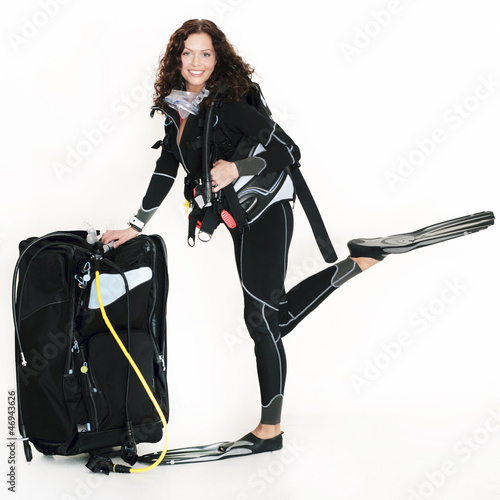 Photo: Sexy Taucherin mit Ausrüstung Sexy Taucherin mit Ausrüstung