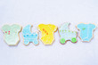 Foto: cookies in the shape of the pram and clothes cookies in the shape of the pram and clothes