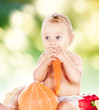 Photo: baby boy with vegetables baby boy with vegetables