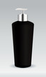 Vector: Black cosmetic bottle container Black cosmetic bottle container