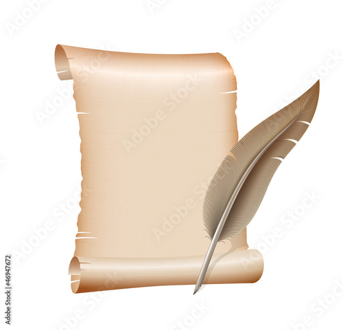 Vector: old blank scroll paper on white background old blank scroll paper on white background