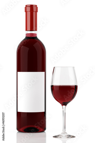 Illustration: Red wine bottle isolated on white Red wine bottle isolated on white