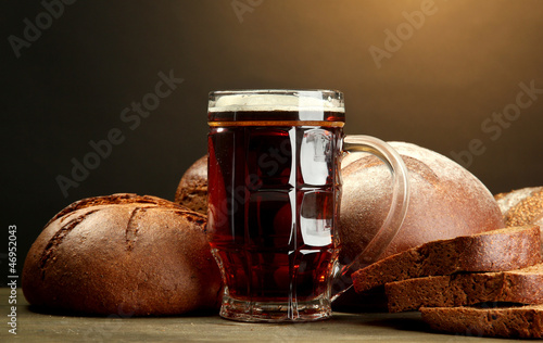 Photo: tankard of kvass and rye breads, tankard of kvass and rye breads,
