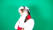 Little girl  Santa listening to music