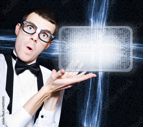 Photo: Male Nerd Advertising Digital Tablet PC Program Male Nerd Advertising Digital Tablet PC Program