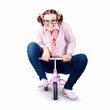 Isolated Eco Smart Worker Riding To Work On Bike