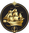 Gold sailing ship
