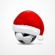 Vector: Santa hat on soccer ball, vector illustration Santa hat on soccer ball, vector illustration