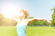 Photo: Happiness girl enjoment nature Happiness girl enjoment nature