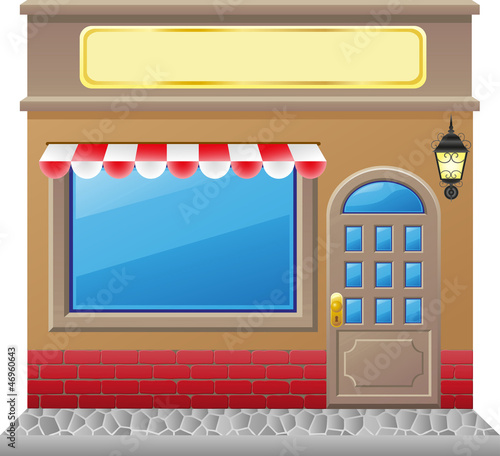 Illustration: shop facade with a showcase shop facade with a showcase