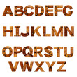 Illustration: Alphabet - letters from rusty metal with rivets Alphabet - letters from rusty metal with rivets