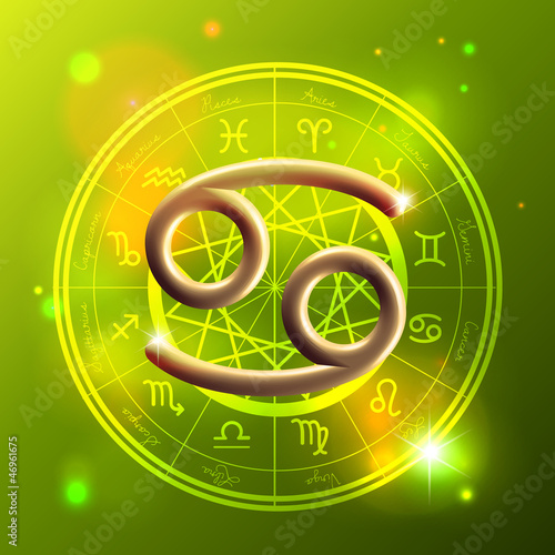 Vector: Zodiac Cancer golden sign Zodiac Cancer golden sign
