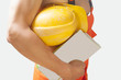 fragment shot of a strong builder man