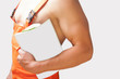 shot of a strong builder man with papers