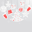 silver cristmas balls and fir tree with snowflake