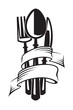 monochrome illustrations set of knife, fork and spoon