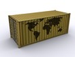 Seecontainer mit Weltkarte