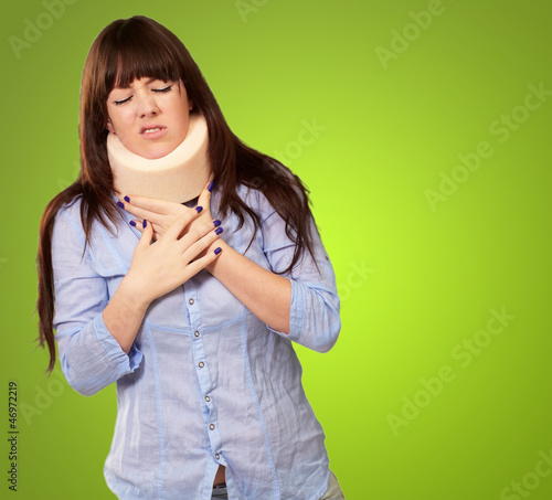 Photo: Woman Wearing Neckbrace Woman Wearing Neckbrace