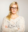 Lovely Woman Wearing Glasses Looking Serious