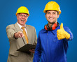 Portrait Of Two Happy Architect Engineers While Gesturing