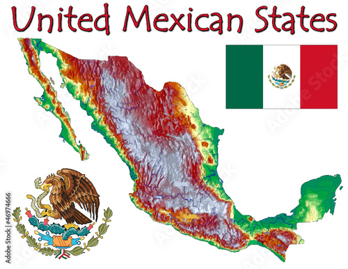 Vector: Mexico North America national emblem map symbol motto Mexico North America national emblem map symbol motto