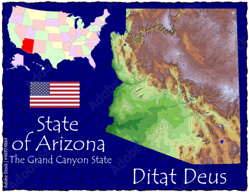 Vector: Arizona USA State map location nickname motto Arizona USA State map location nickname motto