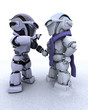 robot building a snowman