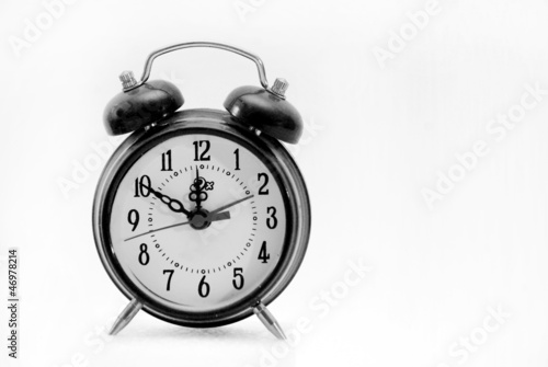 Photo: alarm clock, black and white alarm clock, black and white