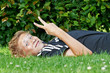 Smiling teenager relaxing