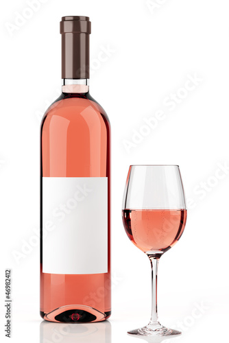 Illustration: Rosé wine bottle isolated on white 1 Rosé wine bottle isolated on white 1