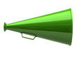 Green megaphone icon on white background