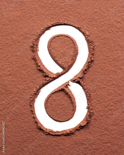 Photo: Number 8 made of cocoa powder Number 8 made of cocoa powder