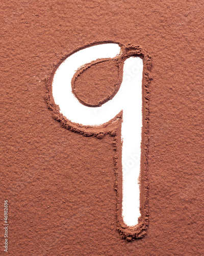 Photo: Number 9 made of cocoa powder Number 9 made of cocoa powder