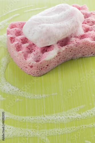 Photo: Bath sponge and soap Bath sponge and soap