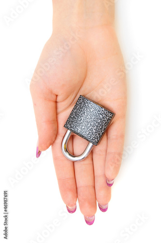 Photo: Lock in a palm. Lock in a palm.