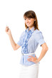 Showing business woman, isolated