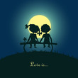 Silhouettes of boy and girl